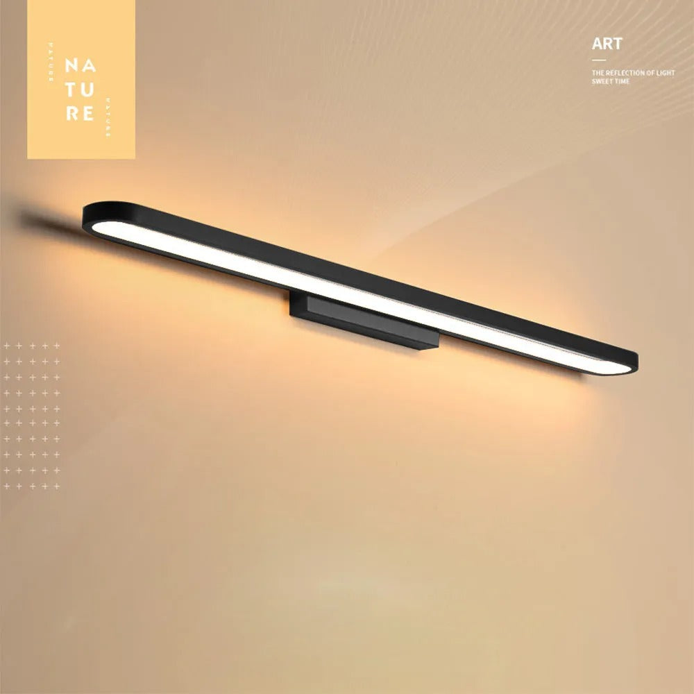 Lampada da Parete Moderna in Metallo Luxa con Specchio Frontale, Curvata, Nera/Caffè