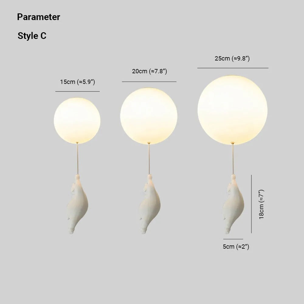 Lampada da soffitto / sospensione a forma di orso con palloncino