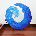 OceanFlow - Scultura in vetro artistica di Maestosa Onda Oceanica