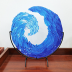 OceanFlow - Scultura in vetro artistica di Maestosa Onda Oceanica