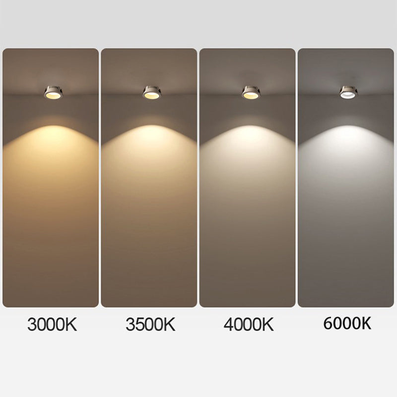 Faretto rotondo in alluminio minimalista moderno, regolabile, a LED, montato a soffitto per soggiorno
