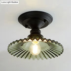 Apparecchio da soffitto industriale con vetro rigato – Verde/Chiaro Fissaggio Retro E26/E27 | Sansoti
