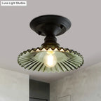 Apparecchio da soffitto industriale con vetro rigato – Verde/Chiaro Fissaggio Retro E26/E27 | Sansoti