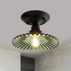 Apparecchio da soffitto industriale con vetro rigato – Verde/Chiaro Fissaggio Retro E26/E27 | Sansoti