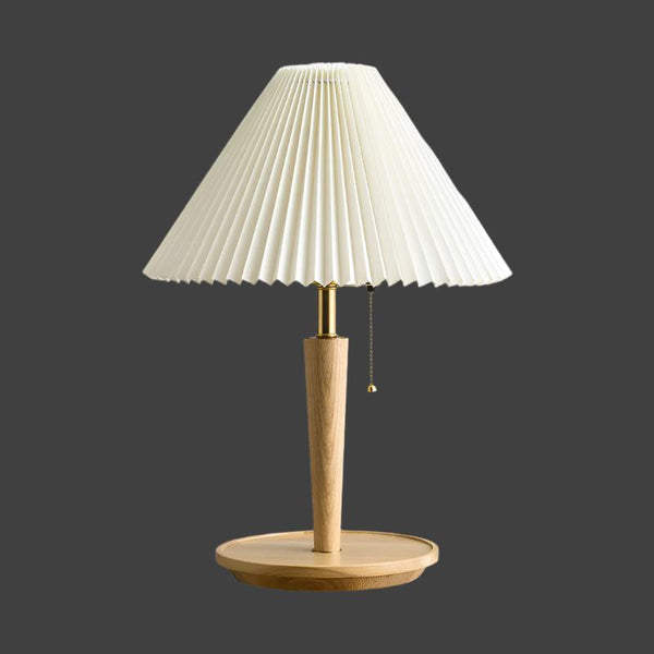 Lampada da Tavolo in Legno Pieghettato Vintage