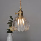 Lampada a sospensione con vetro floreale – Design giapponese per ambienti accoglienti