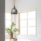 Lampada a sospensione con vetro floreale – Design giapponese per ambienti accoglienti