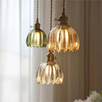 Lampada a Sospensione Giapponese Retro in Vetro a Forma di Fiore