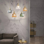 Lampada a Sospensione Giapponese Retro in Vetro a Forma di Fiore