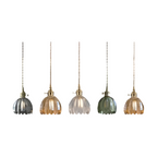 Lampada a sospensione con vetro floreale – Design giapponese per ambienti accoglienti