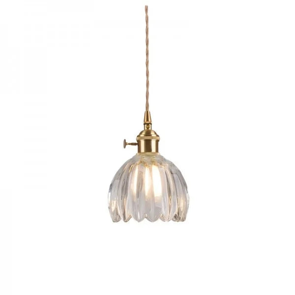 Lampada a Sospensione Giapponese Retro in Vetro a Forma di Fiore