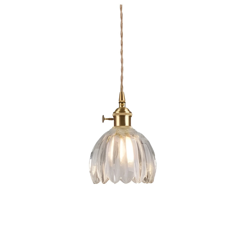 Lampada a sospensione con vetro floreale – Design giapponese per ambienti accoglienti