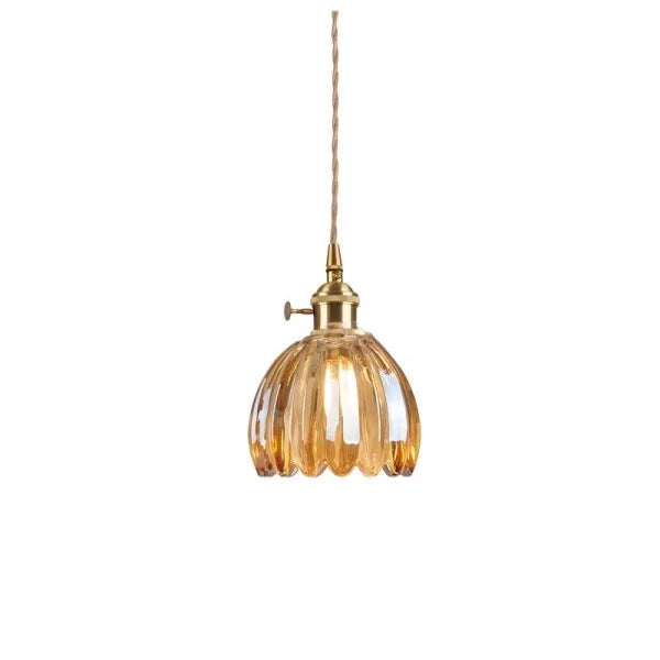 Lampada a Sospensione Giapponese Retro in Vetro a Forma di Fiore