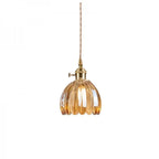 Lampada a Sospensione Giapponese Retro in Vetro a Forma di Fiore