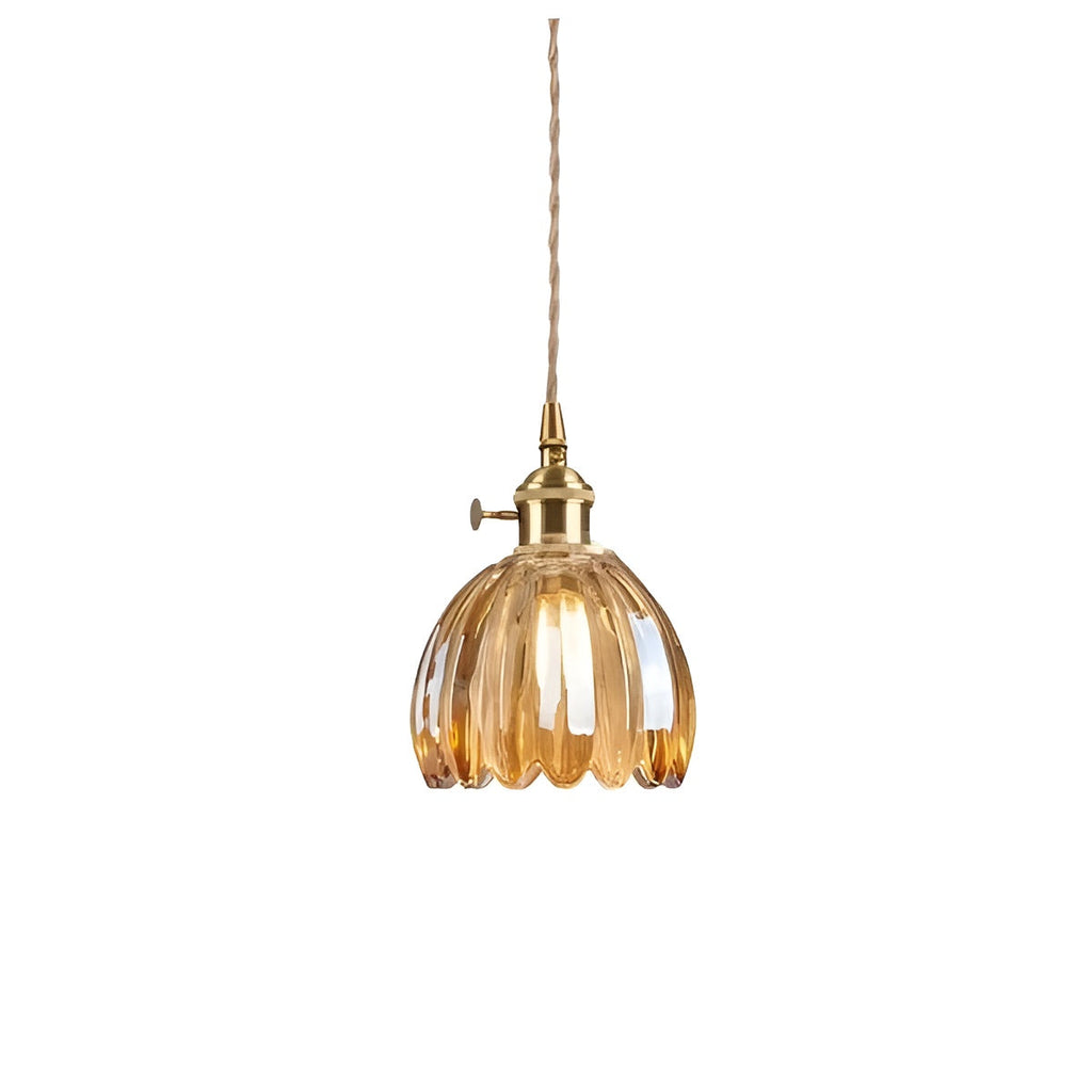 Lampada a sospensione con vetro floreale – Design giapponese per ambienti accoglienti