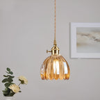 Lampada a sospensione con vetro floreale – Design giapponese per ambienti accoglienti