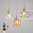 Lampada a sospensione con vetro floreale – Design giapponese per ambienti accoglienti
