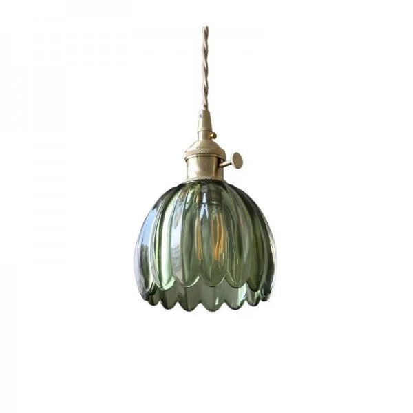 Lampada a Sospensione Giapponese Retro in Vetro a Forma di Fiore