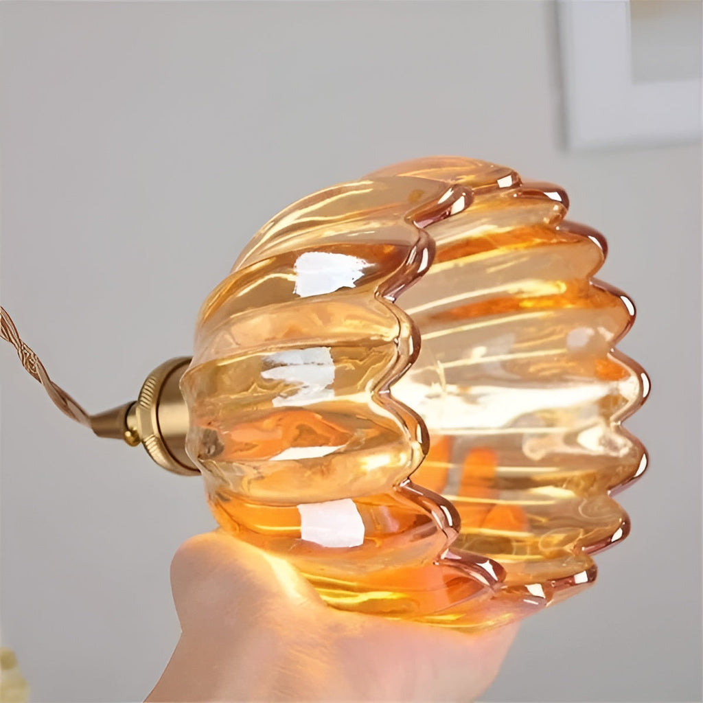 Lampada a sospensione con vetro floreale – Design giapponese per ambienti accoglienti