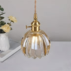 Lampada a sospensione con vetro floreale – Design giapponese per ambienti accoglienti