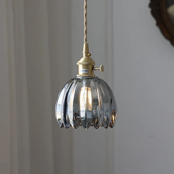 Lampada a Sospensione Giapponese Retro in Vetro a Forma di Fiore