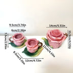 Servizio da tè in ceramica con motivo di rose – Dipinto a mano ed elegante | Tazza con piattino in design floreale