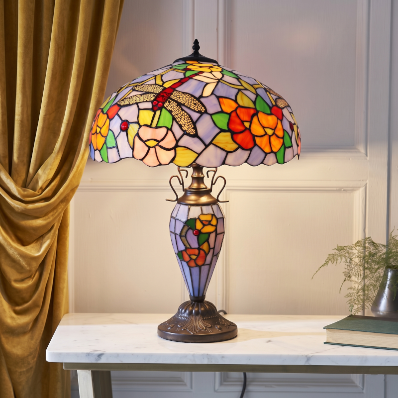 Lampada da Tavolo Tiffany Double Dragonfly Minster Keswick