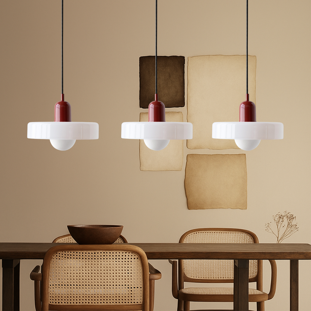 Lampada a sospensione Bauhaus a tre vetri