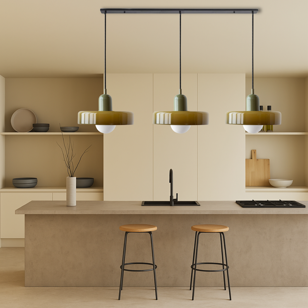 Lampada a sospensione Bauhaus a tre vetri