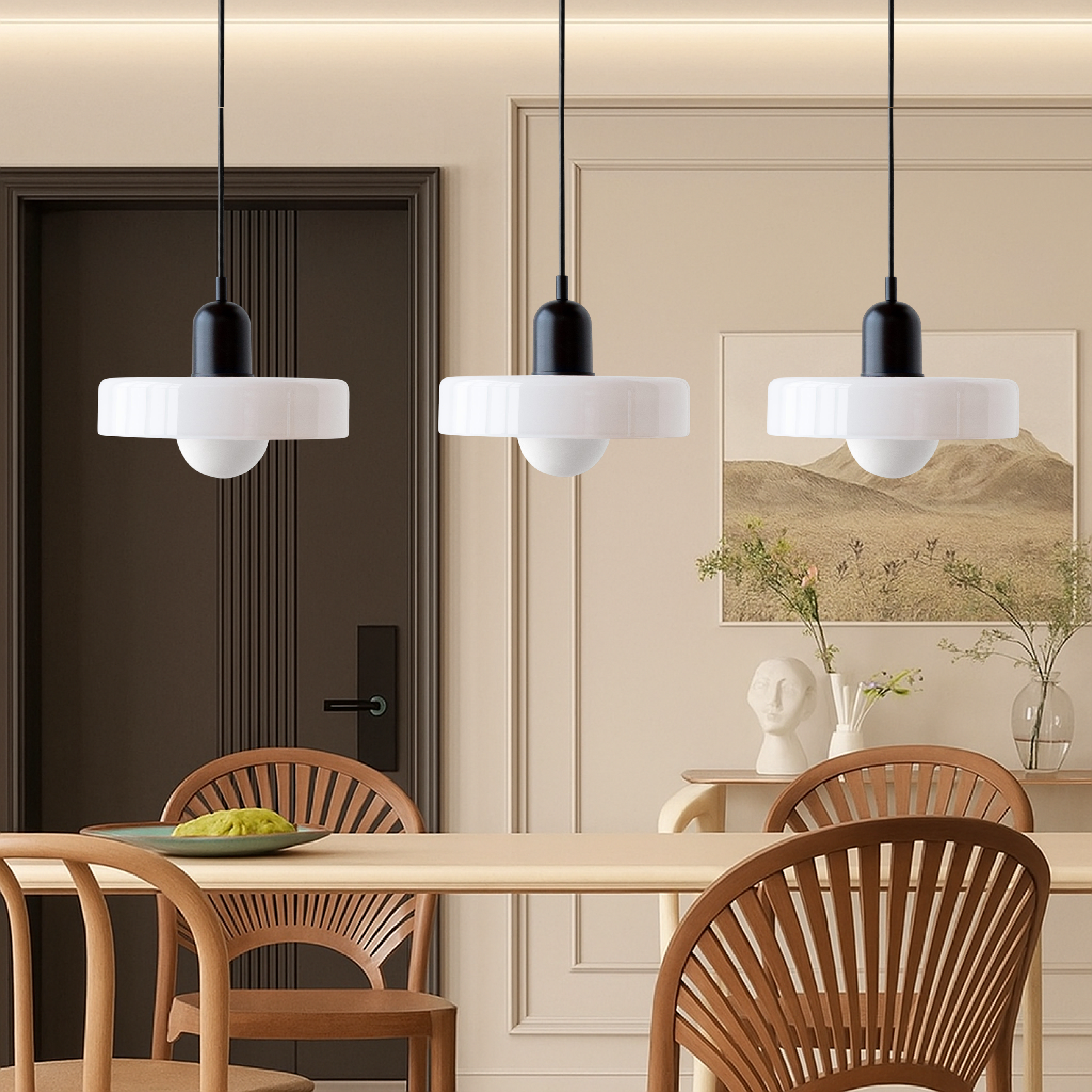Lampada a sospensione Bauhaus a tre vetri