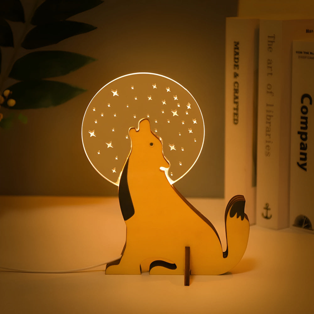 Lampada da Tavolo LED in Legno Animale Nordic Design Scultoreo