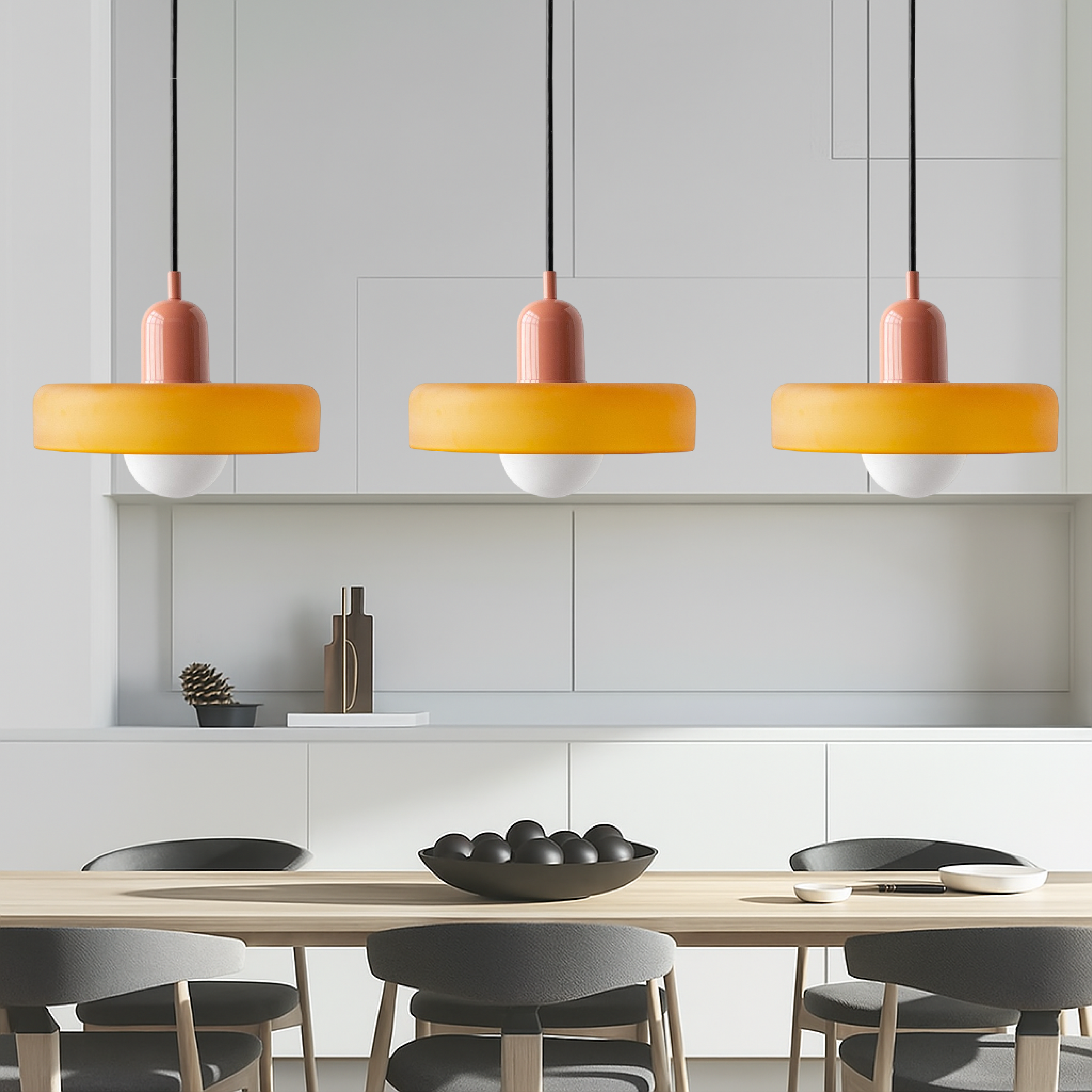 Lampada a sospensione Bauhaus a tre vetri