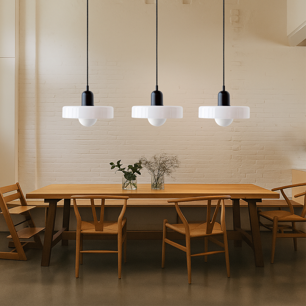 Lampada a sospensione Bauhaus a tre vetri