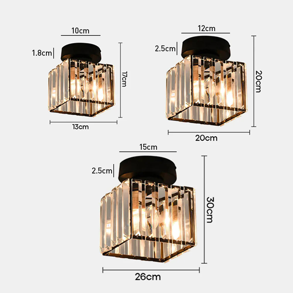 Lampada da soffitto in cristallo E27 Moderna – Nera o Oro, Montaggio a soffitto