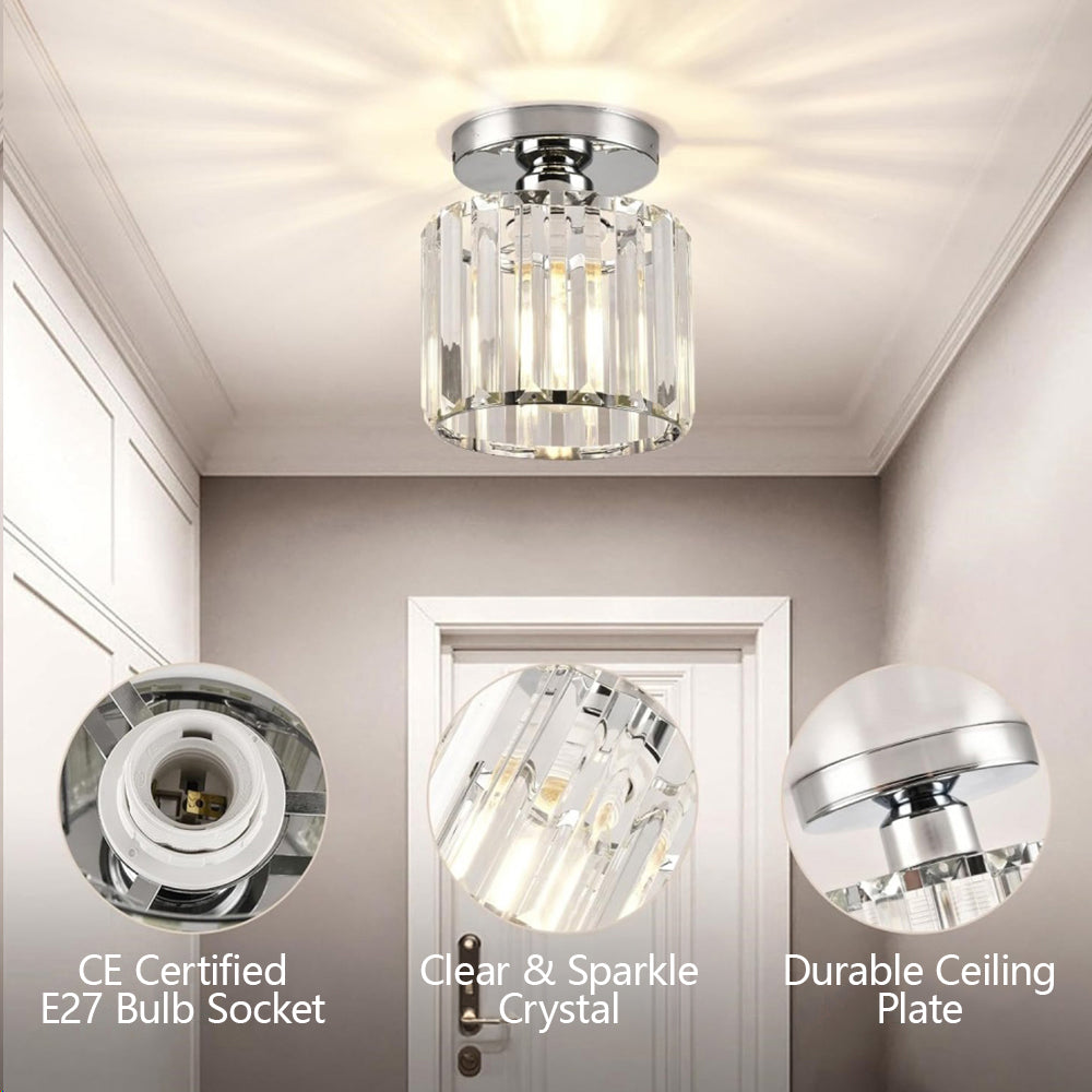Lampada da soffitto in cristallo E27 Moderna – Nera o Oro, Montaggio a soffitto