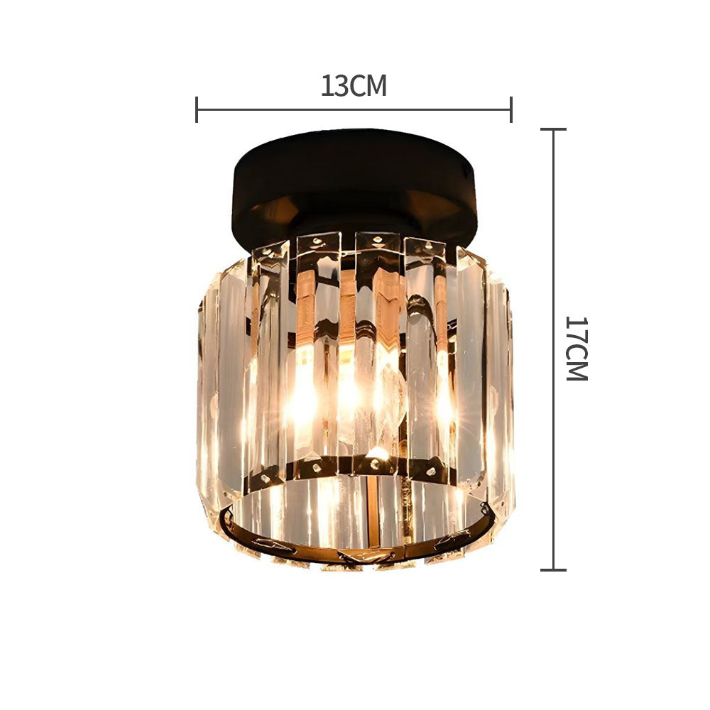 Lampada da soffitto in cristallo E27 Moderna – Nera o Oro, Montaggio a soffitto