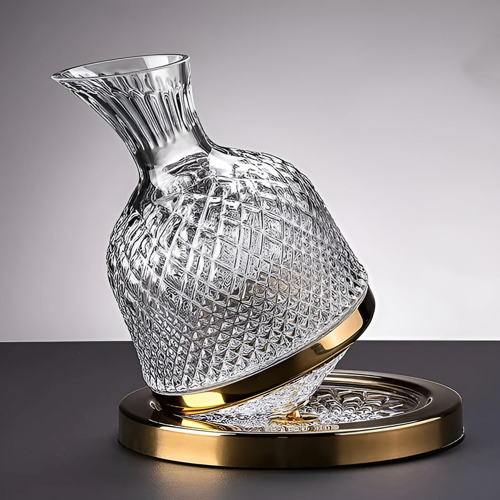 Caraffa in cristallo – Girevole a 360° ed Elegante | Distributore di vino e bevande da 1,5 L