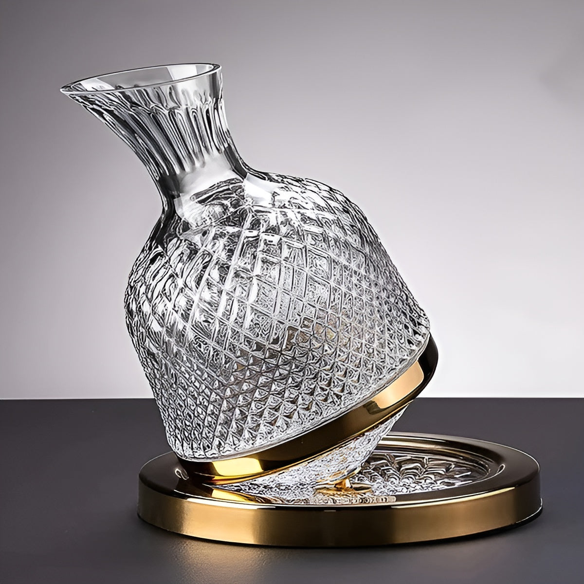 Caraffa in cristallo – Girevole a 360° ed Elegante | Distributore di vino e bevande da 1,5 L