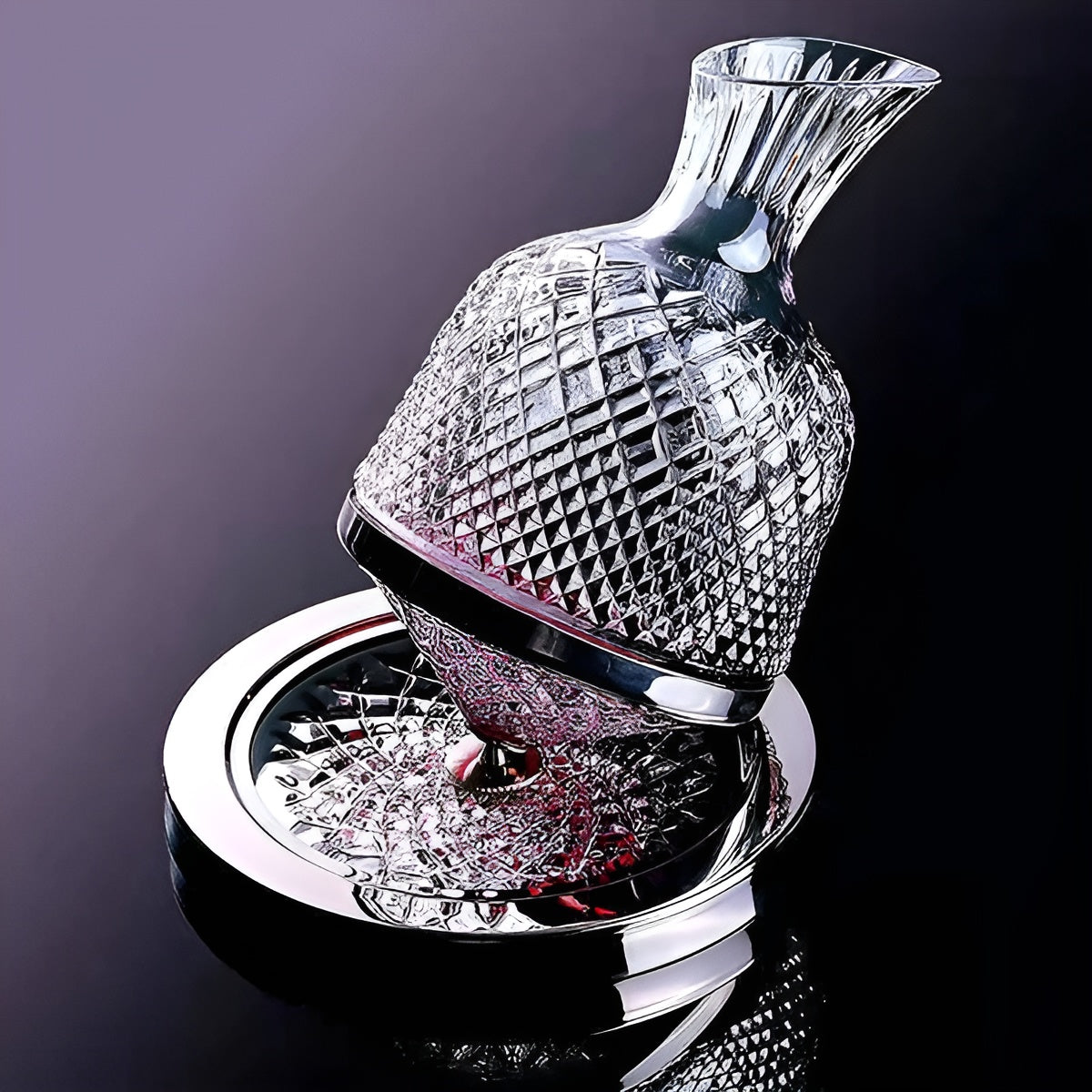 Caraffa in cristallo – Girevole a 360° ed Elegante | Distributore di vino e bevande da 1,5 L