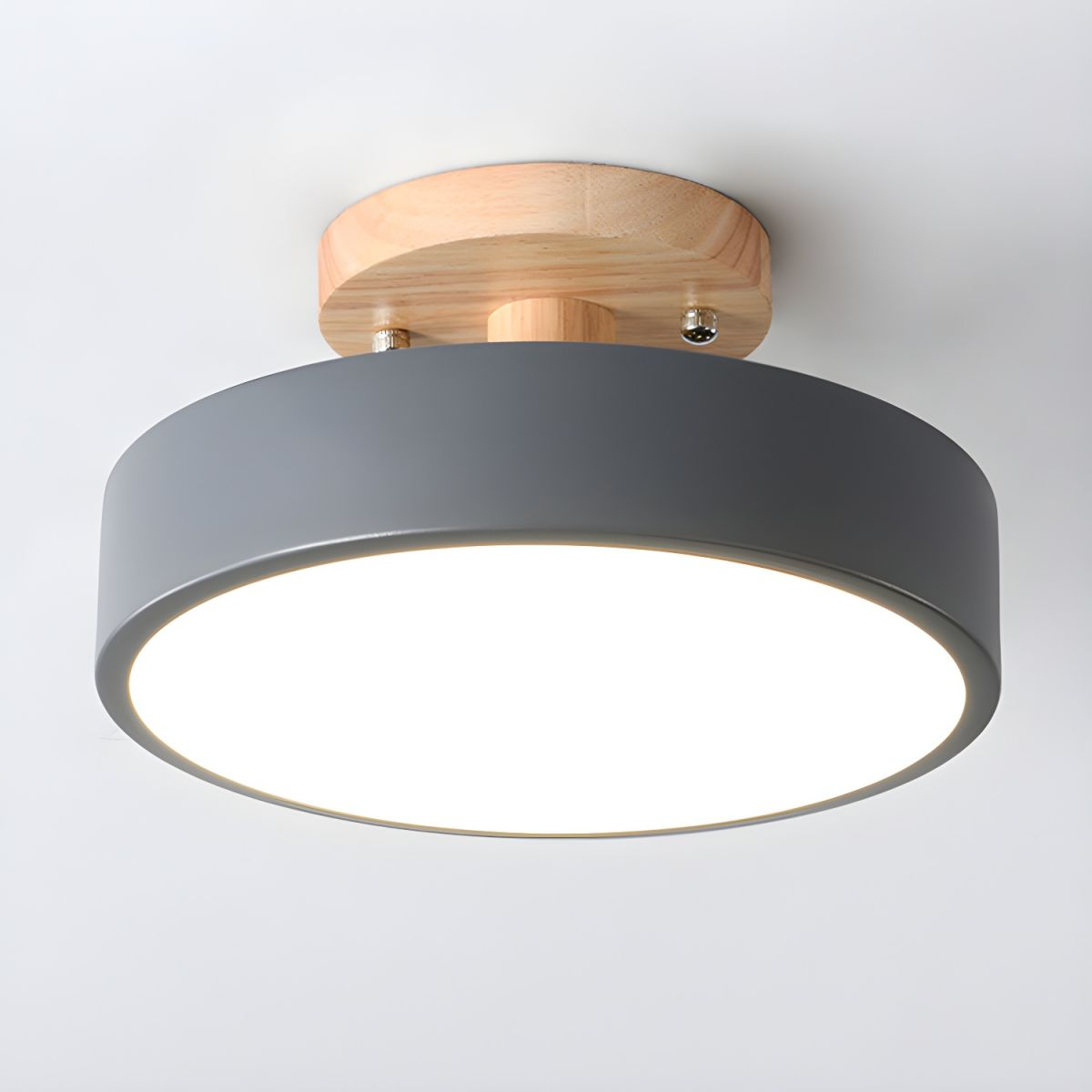 Glarefusion Rotondo Semi Flush Lampada da Soffitto in Legno