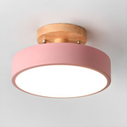 Glarefusion Rotondo Semi Flush Lampada da Soffitto in Legno