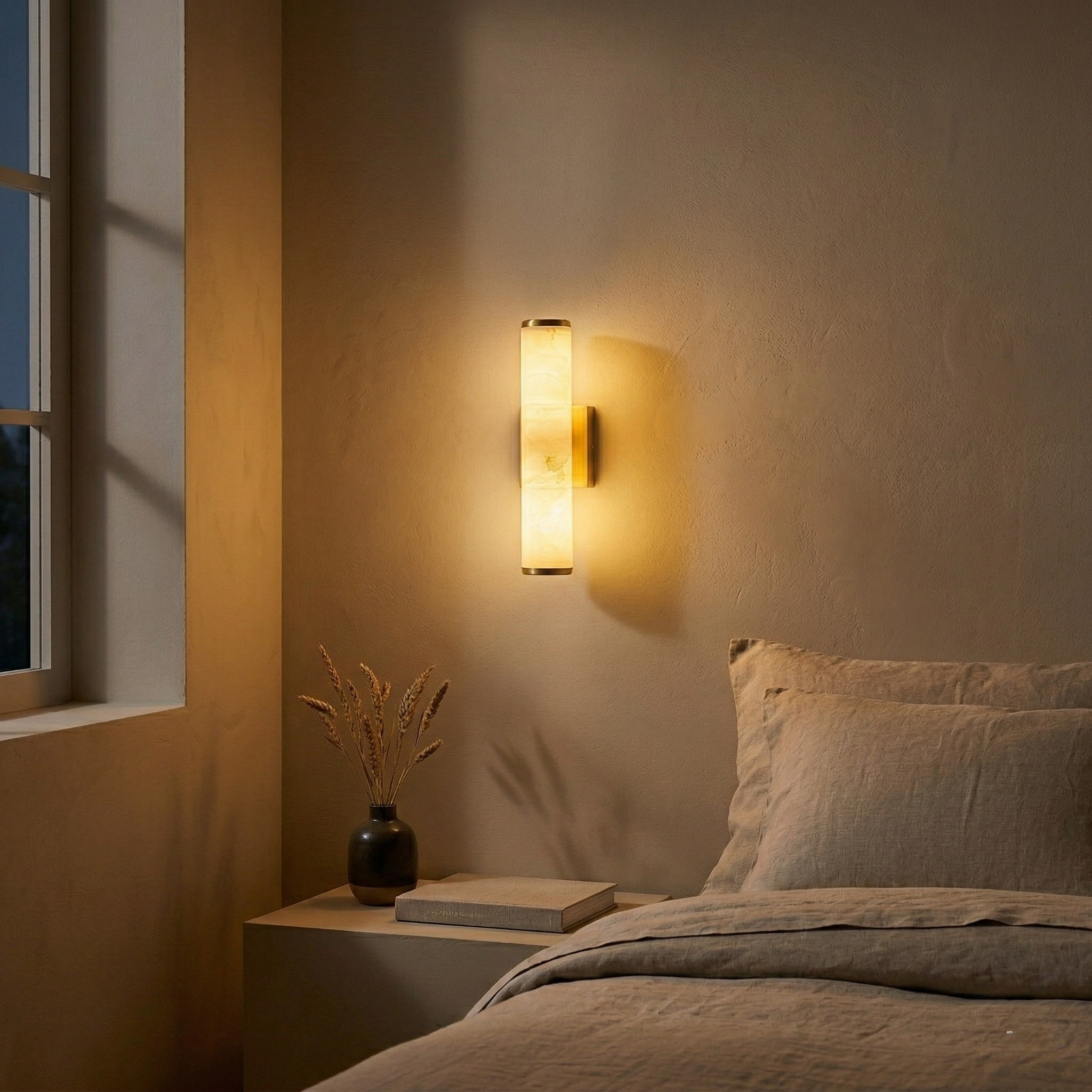 Applique LED da Parete in Marmo Moderno Lampada Minimalista in Rame per Interni