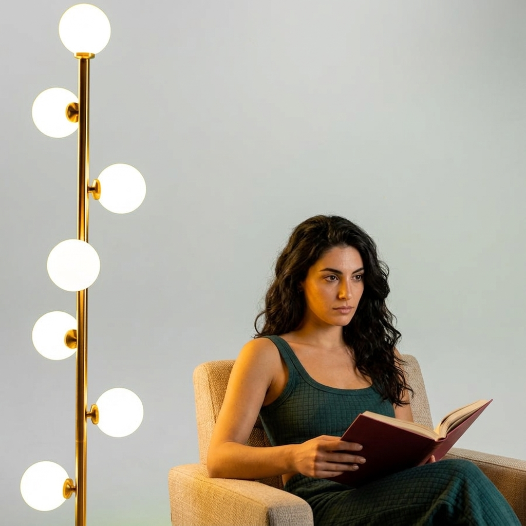 Lampada da Terra Moderna con Sfere LED Design Oro o Nero Luce Ambiente Elegante