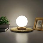 CharmingGlow Light – Lampada da tavolo in legno e vetro casual