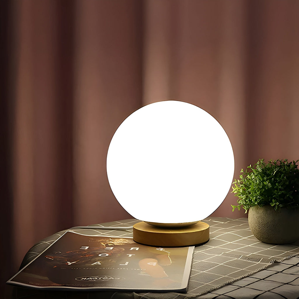 CharmingGlow Light – Lampada da tavolo in legno e vetro casual