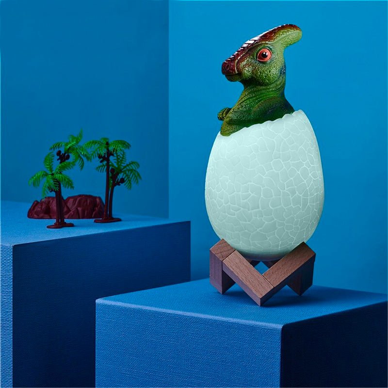 DinoGlow - Lampada da letto a forma di dinosauro con luce a cambio colore e telecomando