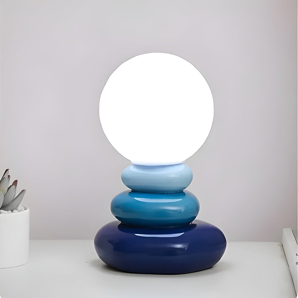 LayeredLumi Lampada - Lampada da tavolo scandinava, colorata e impilata