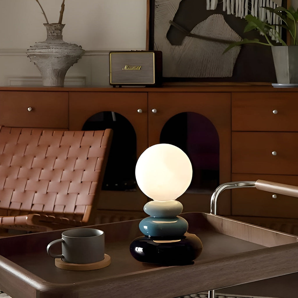 LayeredLumi Lampada - Lampada da tavolo scandinava, colorata e impilata