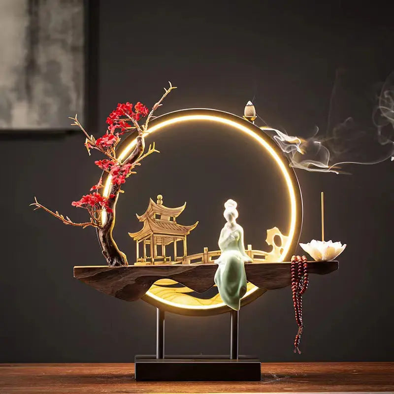 AuraRoot - Lampada da benessere artigianale con luce e incenso per un rilassamento accogliente