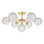 Lampada da soffitto semi-flush Laura Ashley Atherton in ottone satinato e vetro